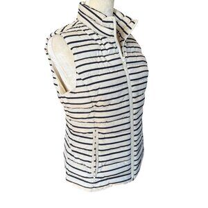 Colebrook navy blue and off white striped zip up puffer vest with pockets  S